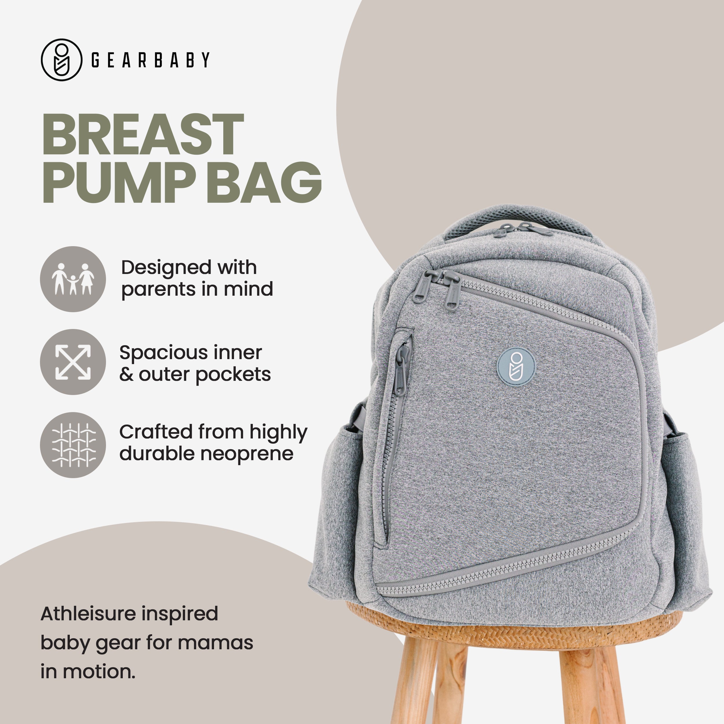 Neoprene Breast Pump Bag with Cooler, Changing Pad, & Removable Divider